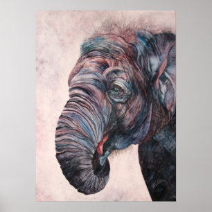 Poster Copie de toile d'aquarelle d'éléphant africain