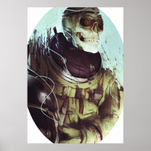 Poster Copie de toile de cosmonaute de crâne de sucrerie