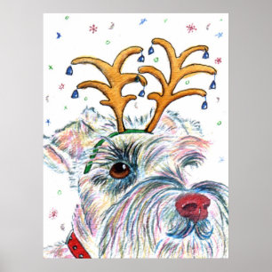 Poster Copie de toile de Schnauzer de Père Noël