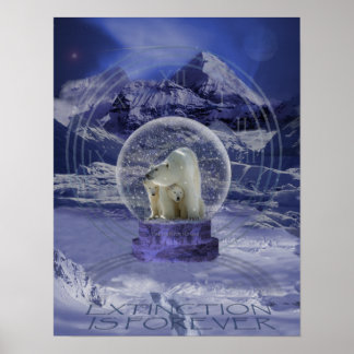 Poster Copie du Globe de neige de l'ours polaire