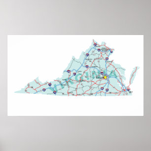 Poster Copie d'un état à un autre de carte de la Virginie