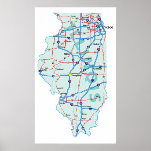 Poster Copie d'un état à un autre de carte de l'Illinois