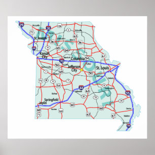 Poster Copie d'un état à un autre de carte du Missouri