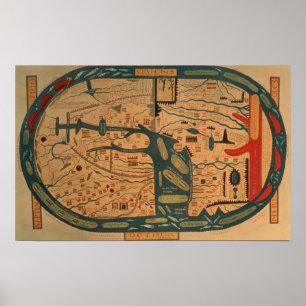 Poster Copie d'un mappamundi du 8ème siècle de Beatus
