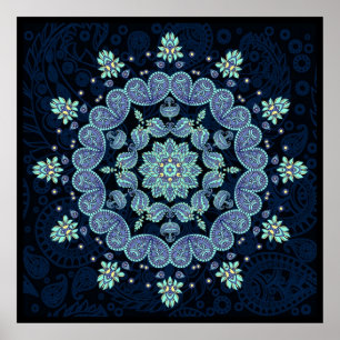 Poster Copie en pastel de mandala de kaléidoscope de