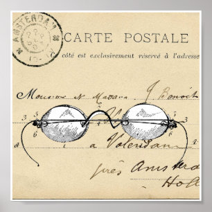 Poster Copie française d'art de carte postale en verre