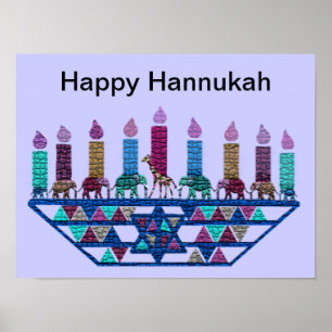 Poster Copie géométrique de Hannukah Menorah d'éléphant