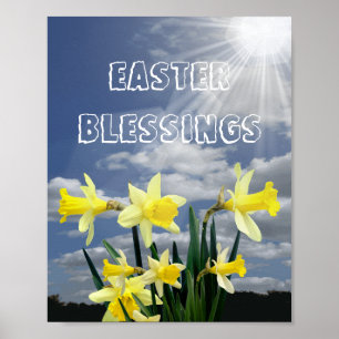 Poster Copie jaune d'affiche de Pâques de fleurs de
