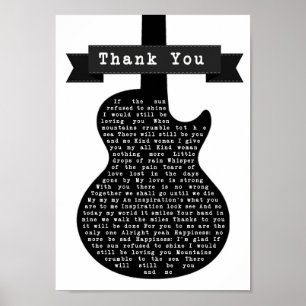 Poster Copie lyrique de guitare de chanson noire et