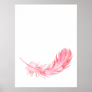 Poster Copie rose de plume de Boho d'aquarelle