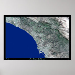 Poster Copie satellite de photo d'affiche de San Diego,