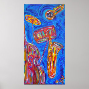 Poster Copie sur la toile - jazz bleu frais
