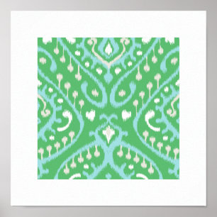 Poster copie tribale de vert bleu de motif moderne chic