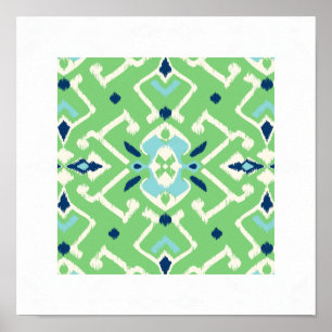 Poster copie tribale de vert bleu de motif moderne chic