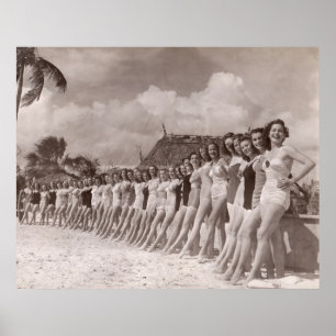 Poster Copie vintage d'affiche de maillots de bain -