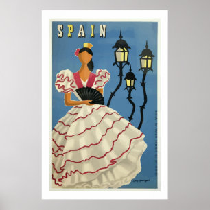 Poster Copie vintage d'affiche de voyage de l'Espagne de