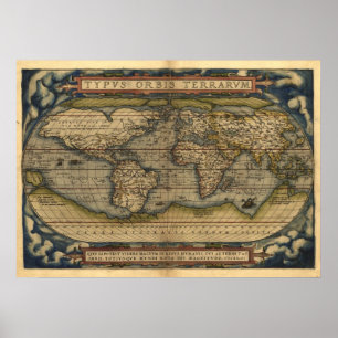 Poster Copie vintage de carte d'antiquité d'atlas du