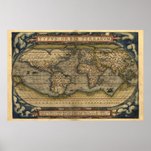 Poster Copie vintage de carte d'atlas du monde