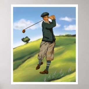 Poster Copie vintage de golf de golfeur de regard