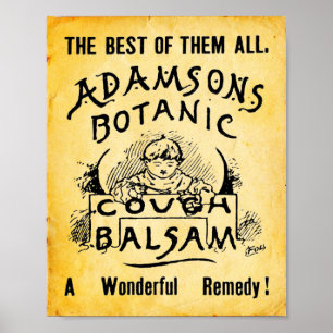 Poster Copie vintage de sirop de la toux d'Adamson