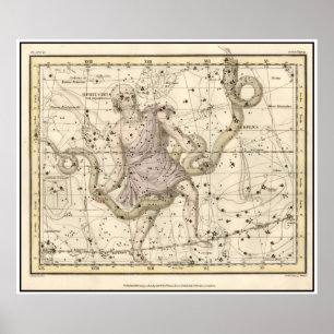 Poster Copie vintage de zodiaque de constellation