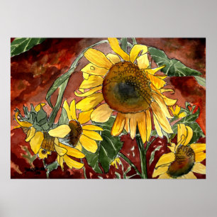 Poster copies d'art de fleur de tournesols