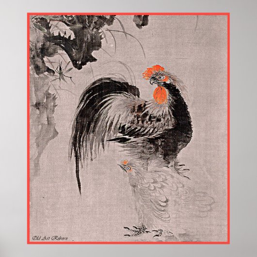 Poster Coq avec Hen (Devant)