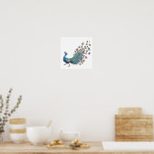 Poster Coq blanc et papillon (Cuisine)