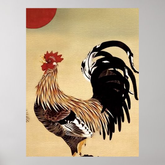 Poster Coq chantant par Ito Jakuchu (Devant)