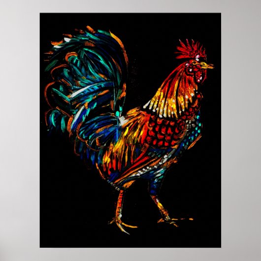 Poster coq coloré (Devant)
