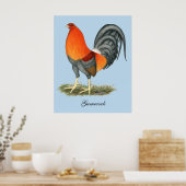 Poster Coq de combat Bleu Coq Rouge (Cuisine)
