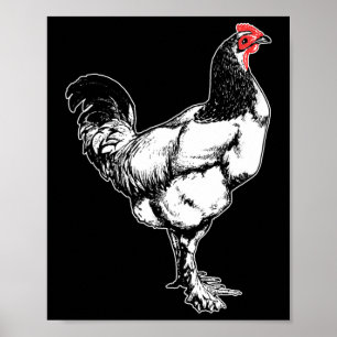 Poster Coq de ferme vintage design minimaliste de poulet