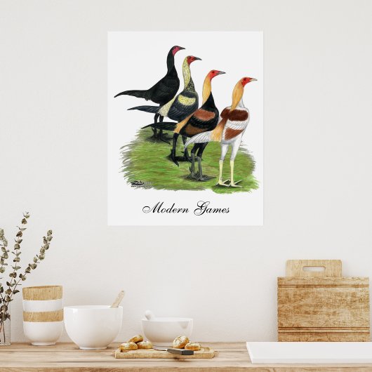 Poster Coq de jeu moderne (Cuisine)