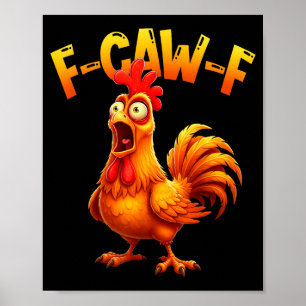 Poster Coq drôle d'oiseau F Caw F Chuchoteur de poulet