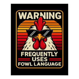 Poster Coq drôle - Langage de basse-cour – Humour de poul