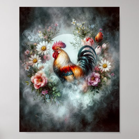 Poster Coq en Smokey Wreath Digital (Devant)