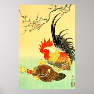 Poster Coq et Poule Ohara Koson 1930s