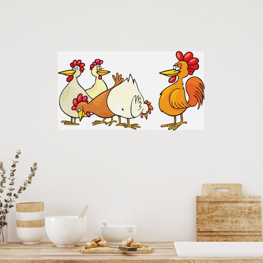 Poster Coq Et Poules (Cuisine)