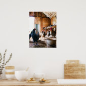Poster Coq et poules à l'intérieur de la grange (Cuisine)