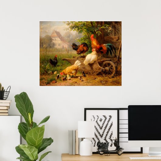 Poster Coq et poules Carl Jutz Développement numérique (Bureau à domicile)