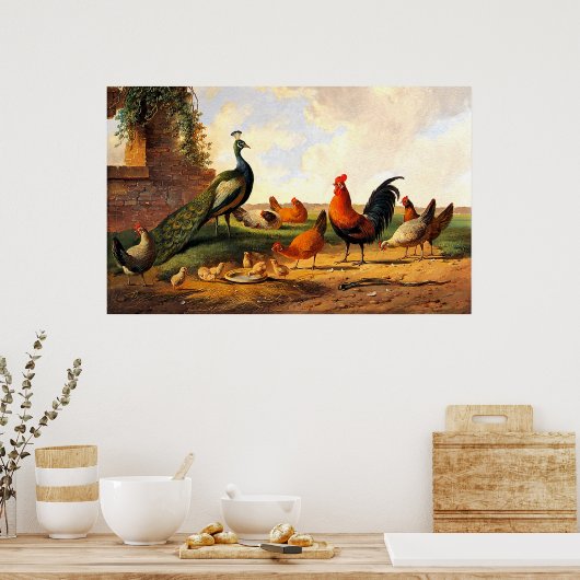 Poster Coq et poulets (Cuisine)