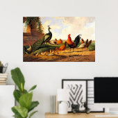 Poster Coq et poulets (Bureau à domicile)