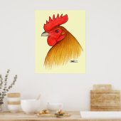 Poster Coq Gamecock à Crête Simple (Cuisine)