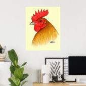 Poster Coq Gamecock à Crête Simple (Bureau à domicile)