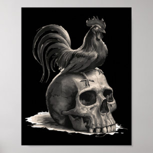 Poster Coq Halloween Poule Agriculteurs Hommes Femmes Épo