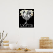 Poster Coq noir et blanc Ferme de poulet spectaculaire (Cuisine)