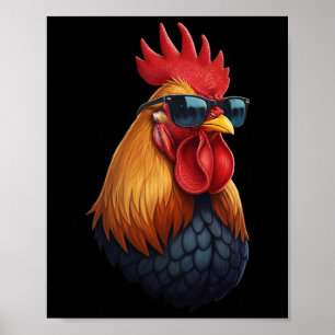 Poster Coq Patron Du Poulailler Avec Lunettes De Soleil