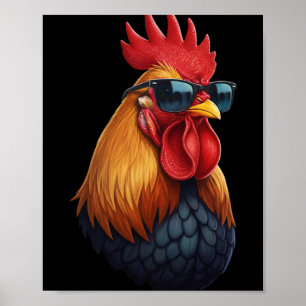 Poster Coq Patron Du Poulailler Avec Lunettes De Soleil