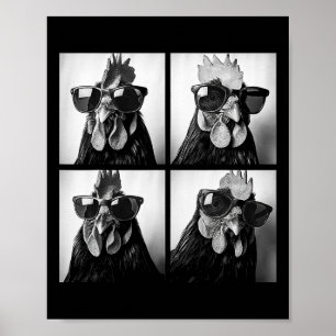 Poster Coq portant des lunettes de soleil Photobooth Self