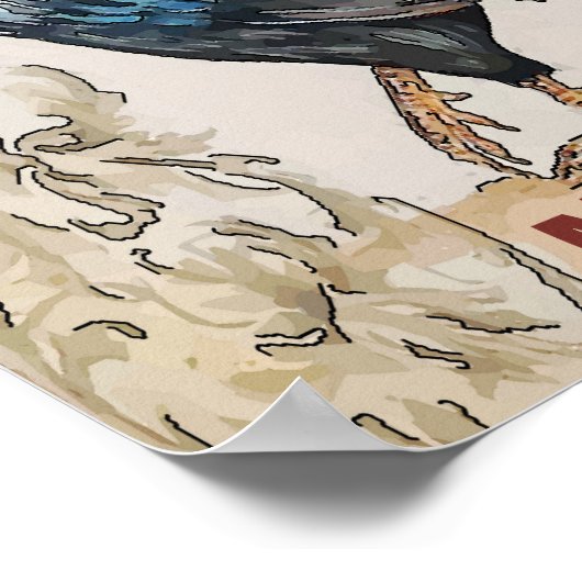 Poster Coq, Poules bleues, Modifier l'affiche texte (Coin)